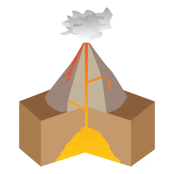Vulkan isolerad på vit bakgrund (vektor) — Stock vektor