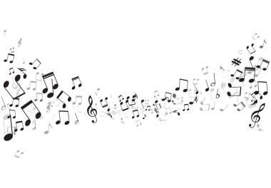 Various music notes on stave, vector clipart