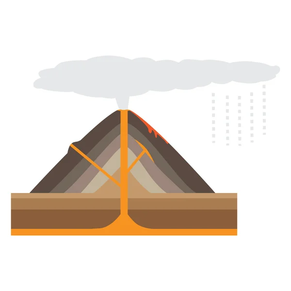 Volcán aislado sobre fondo blanco (vector ) — Vector de stock