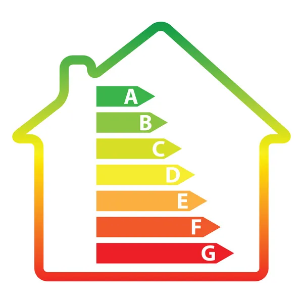 Enerji verimliliği oranı ve ev (vektör) — Stok Vektör