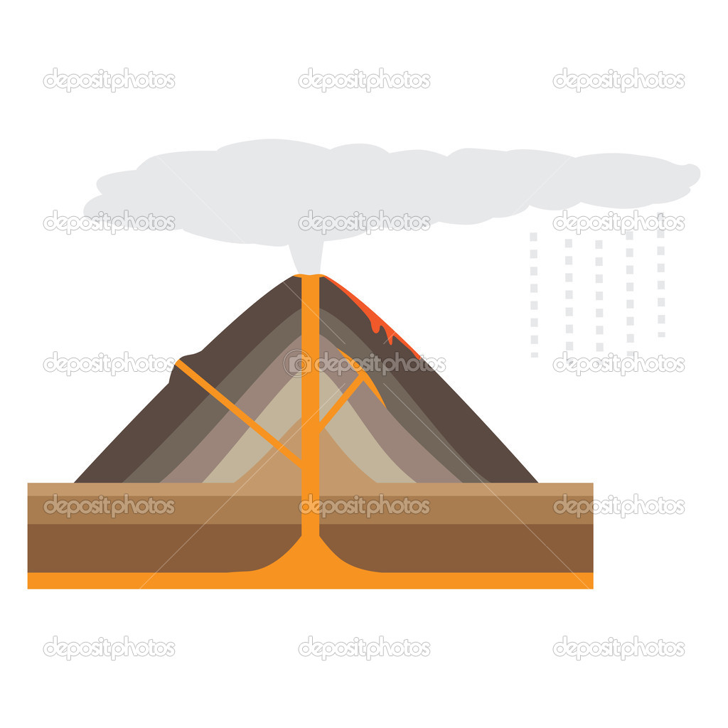 Volcano isolated on white background (vector)