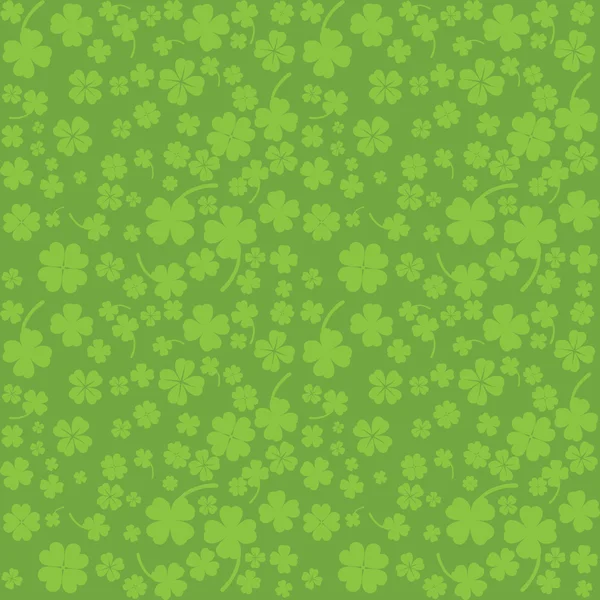 Fondo verde con cuatro tréboles de hojas, respaldo del Día de San Patricio — Vector de stock