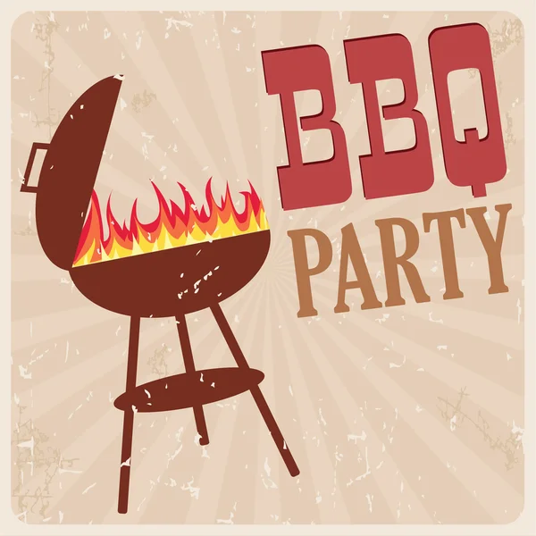 Tarjeta de fiesta BBQ, vector — Vector de stock