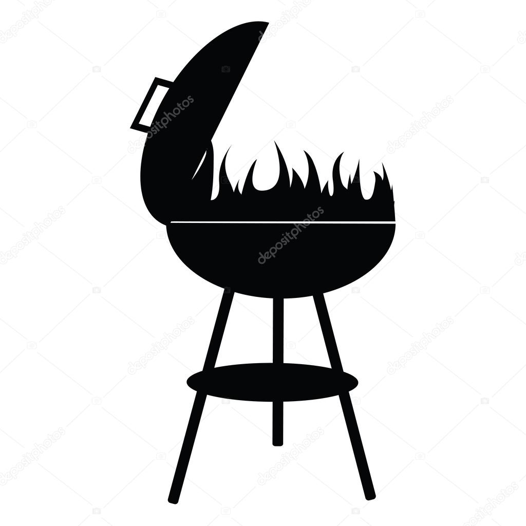 silhouette of BBQ isolated on white background, vector