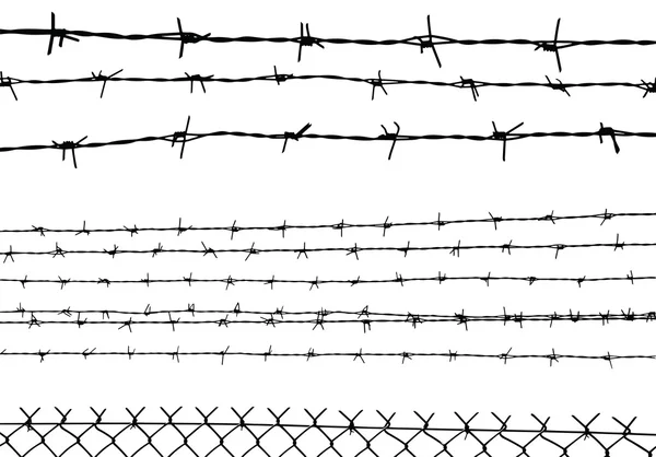 Silhouette of the barbed wire isolated on white, vector — Stock Vector