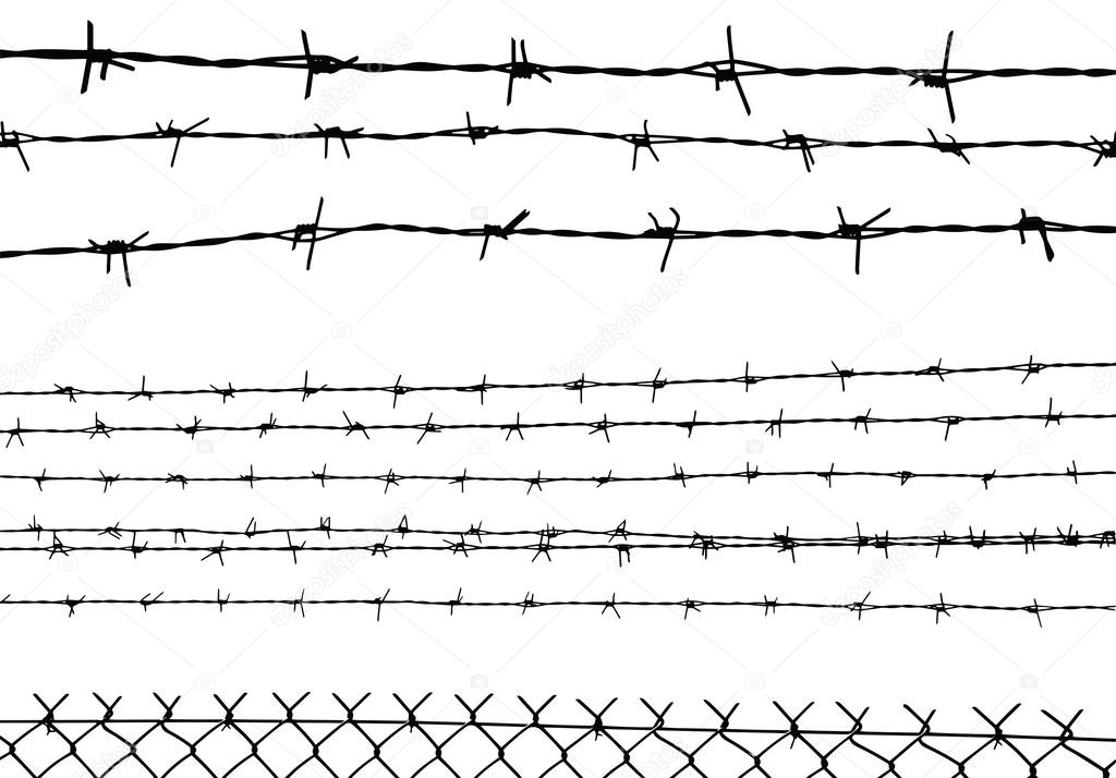 silhouette of the barbed wire isolated on white, vector