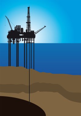 Petrol platformu üzerinde deniz, vektör