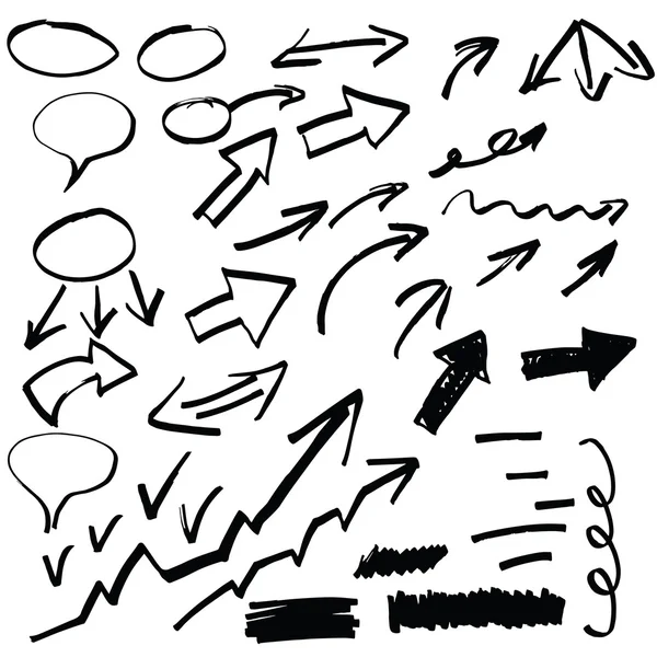 elle çizilmiş oklar ve diğer öğeleri, vektör kümesi