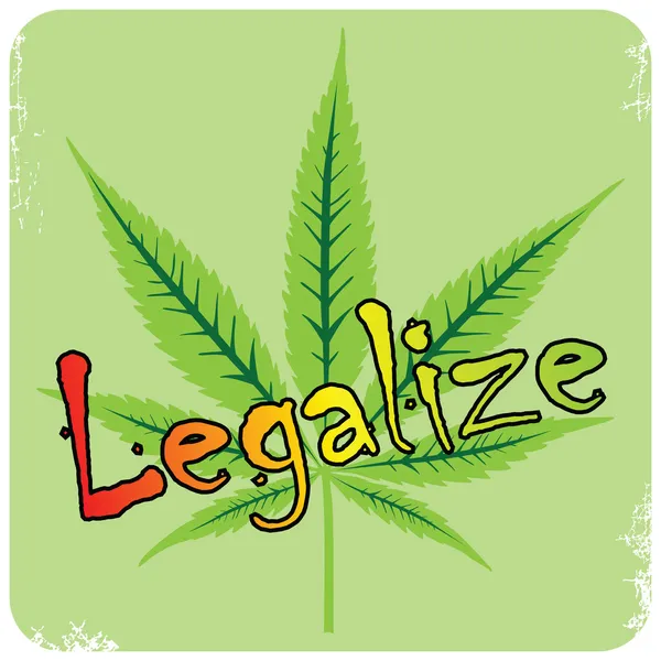 Vector cannabis leaf and legalize description, vector — Stock Vector