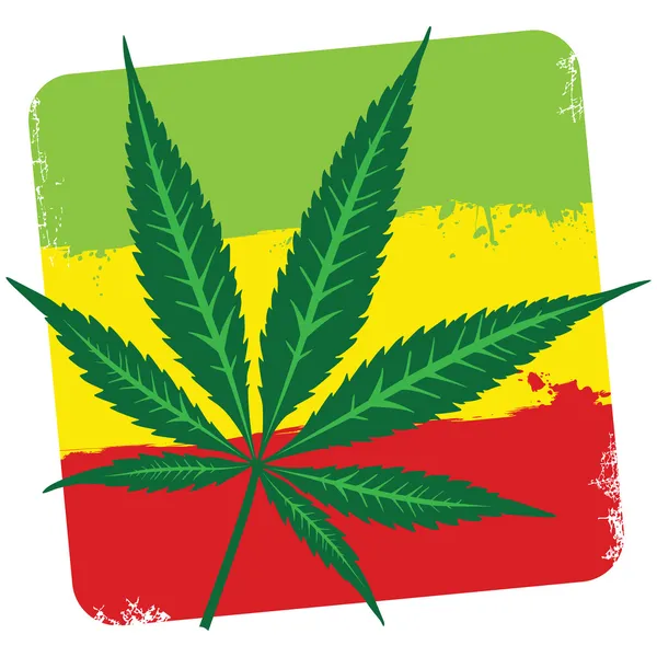 叶的大麻 （大麻烟） 和上 wh 孤立的埃塞俄比亚国旗 — 图库矢量图片