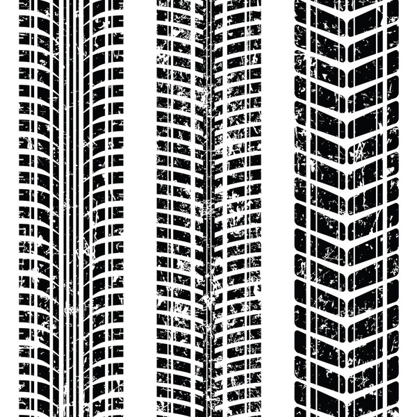 Set of three car tire track isolated on white, vector