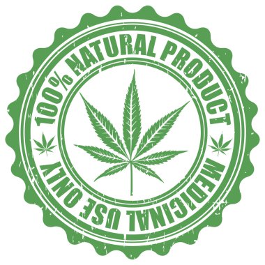 Grunge damga marihuana yaprağı amblemi ile. Kenevir yaprak silhouett