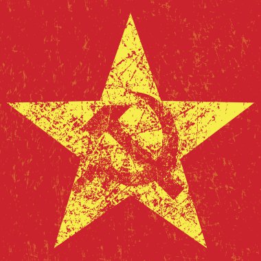 Grunge soviet star with hammer and sickle, vector  clipart