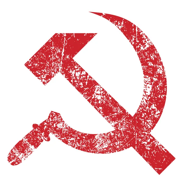 Grunge hammer and sickle isolated on white background, vector — Stock Vector