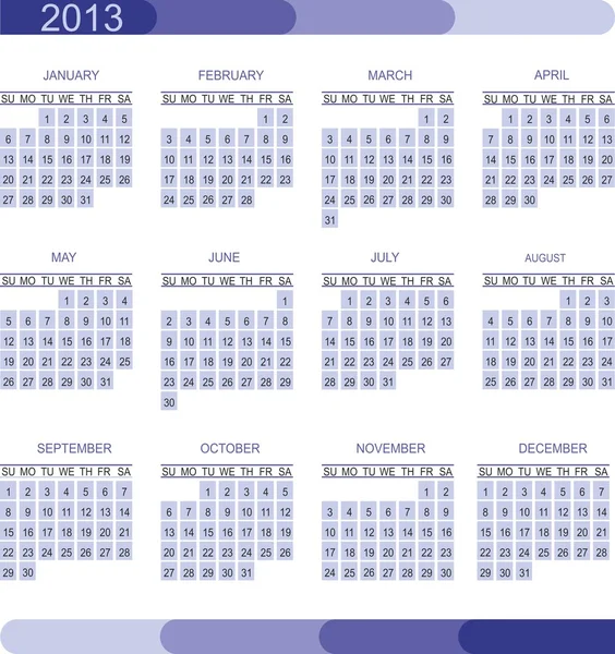 Cuadrícula calendario 2013 — Archivo Imágenes Vectoriales