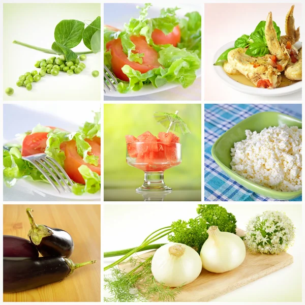 Collage über gesunde Ernährung — Stockfoto