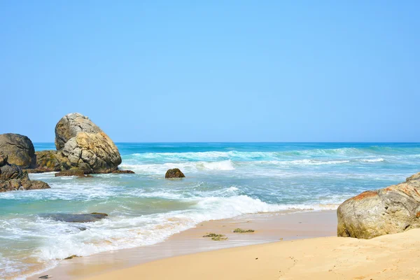 해변, 열 대 바다와 돌의 풍경 스톡 이미지