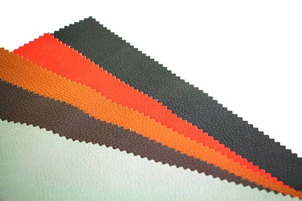 Kolorowe Jasne Próbki Tkanin Mebli Skórzanych Tapicerki Odzieżowej Zbliżenie Palety — Zdjęcie stockowe
