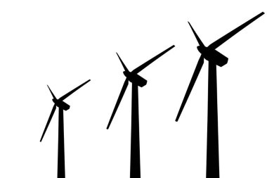 mavi gökyüzü arka plan üzerinde rüzgar jeneratörü. elektrik üretimi. metin için yer. gün batımında