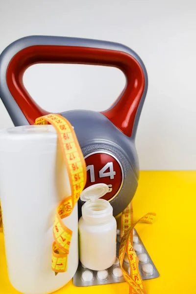 Sports Kettlebell Healthy Lifestyle Sports Nutrition — Stock Photo, Image