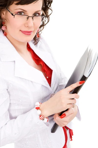 Mulher de negócios em um terno branco — Fotografia de Stock