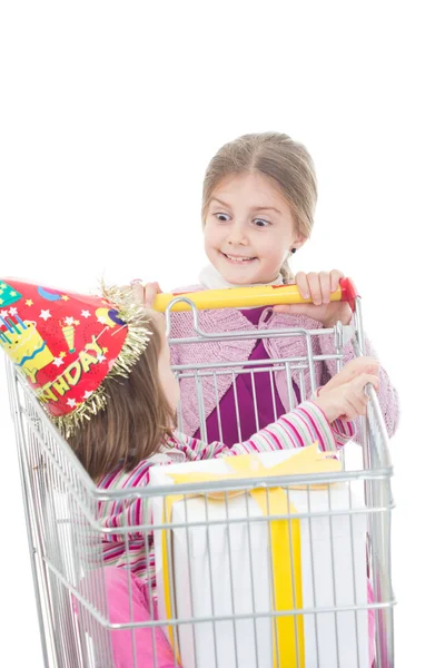 Two little girls in shopping together — Stock Photo, Image