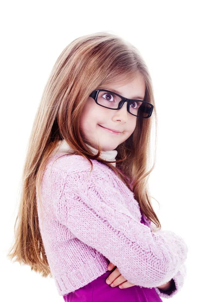 Funny little girl wearing funny glasses — Stock Photo, Image