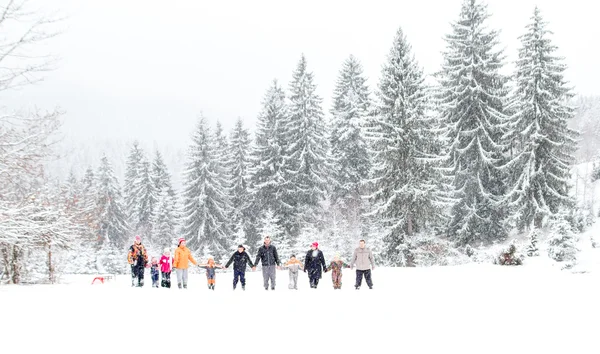 Rodzinne zabawy na śniegu — Zdjęcie stockowe