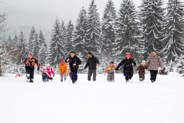 Karda eğlenmek aile