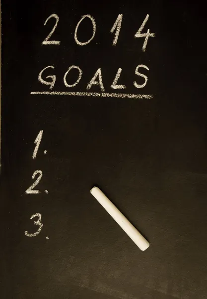 2014 doelen woorden geschreven op het schoolbord — Stockfoto