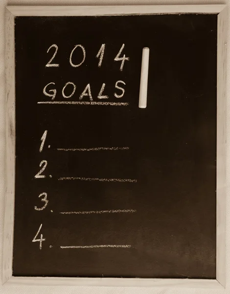 Ziele für 2014 auf der Tafel geschrieben — Stockfoto