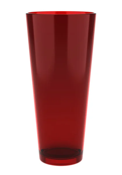 Vaso de vidro vermelho isolado no fundo branco — Fotografia de Stock