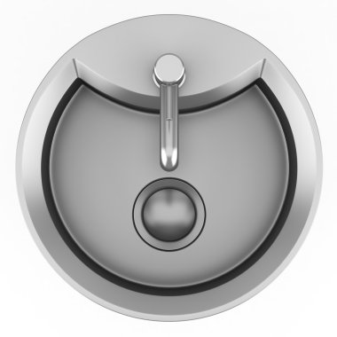 modern metal üstten görünüm lavabo üzerinde izole beyaz arka plan