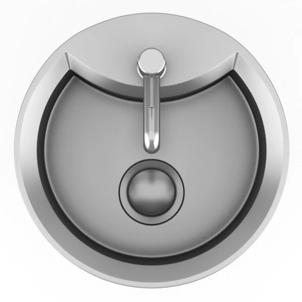 Modern metal üstten görünüm lavabo üzerinde izole beyaz arka plan — Stok fotoğraf