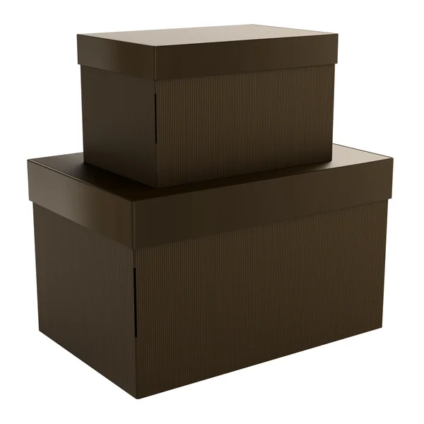 Δύο καφέ κουτιά από χαρτόνι που απομονώνονται σε λευκό φόντο — Φωτογραφία Αρχείου