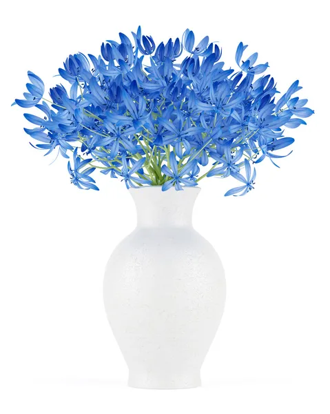 Синие цветы в вазе изолированы на белом фоне — стоковое фото