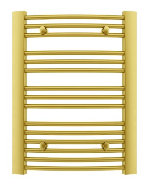 Beyaz arka plan üzerinde izole altın banyo havlusu demiryolu