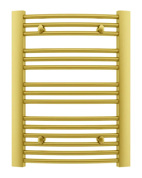 Golden bathroom towel rail isolated on white background — Stock Photo, Image