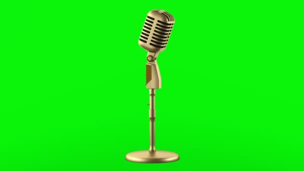 arany vintage mikrofon hurok forgatás zöld chroma háttérre