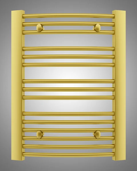 Golden bathroom towel rail isolated on gray background — Stock Photo, Image