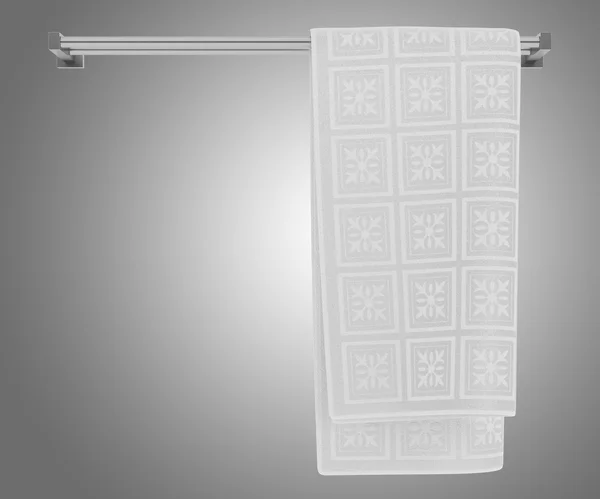 Handdoek op hanger geïsoleerd op grijze achtergrond — Stockfoto