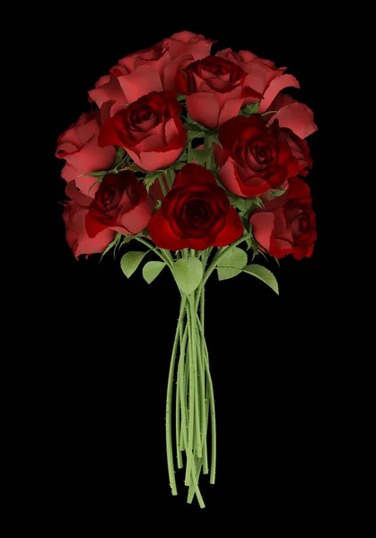 Bouquet di rose rosse isolato su sfondo nero — Foto Stock