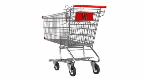 empty shopping cart loop rotate on white background