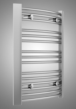 banyo krom havlu demiryolu gri arka plan üzerinde izole