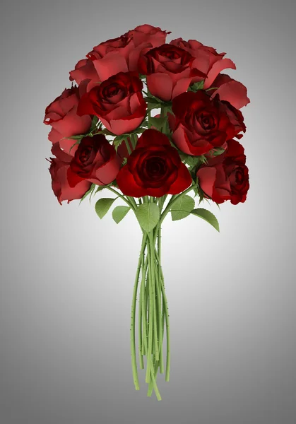 灰色背景上孤立的红玫瑰花束 — 图库照片