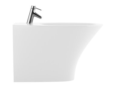 Beyaz arka plan üzerinde izole seramik bide