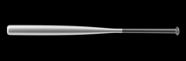 Алюминиевая бейсбольная бита на черном фоне — стоковое фото