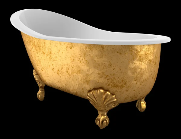 Vintage bathtub isolated on black background — Stock Photo, Image