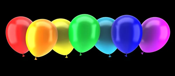 Multicolored party balloons isolated on black background — Stock Photo, Image