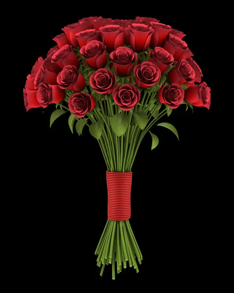Μπουκέτο με κόκκινα τριαντάφυλλα που απομονώνονται σε μαύρο φόντο — Φωτογραφία Αρχείου